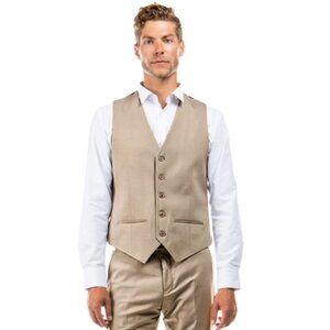 ZeGarie Tailored Fit Suit Separates Vest, Tan (Tailored to Move and Flex)